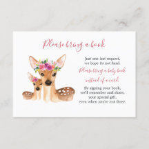 Sweet Deer Mom Y Baby Shower Book Card