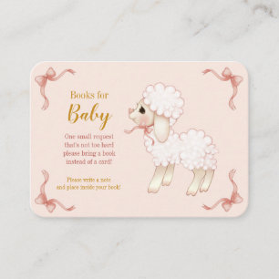Tarjeta De Recepción Sweet Girly Pink Lamb Baby Shower Book Request Enc
