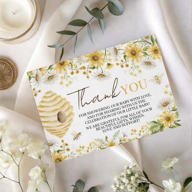 Tarjeta De Recepción Sweet Honey Bee Floral Thank You Card (Subido por el creador)