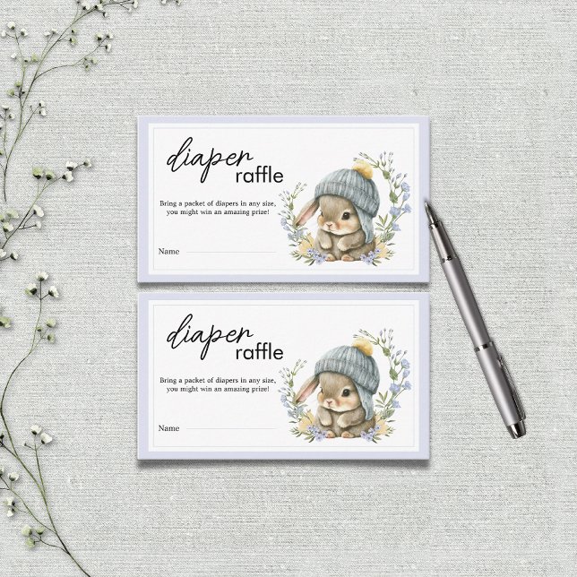 Tarjeta De Recepción Sweet Little Bunny Botanical Diaper Raffle (Sweet Little Bunny Botanical Diaper Raffle Enclosure Card)