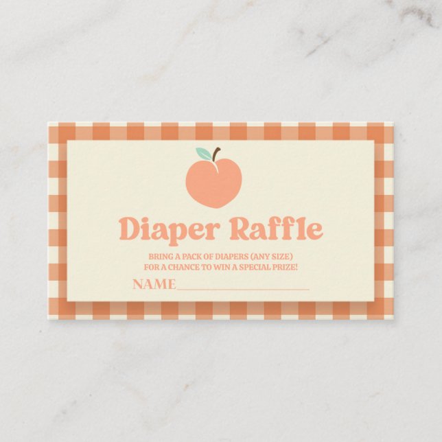 Tarjeta De Recepción Sweet Peach Baby Shower Diaper Raffle (Anverso)