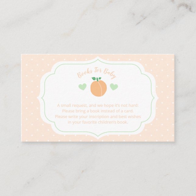 Tarjeta De Recepción Sweet Peach Elegant Baby Shower Books For Baby (Anverso)