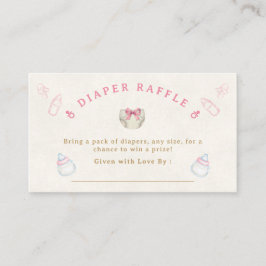 Tarjeta De Recepción Sweet Pink Coquette Diaper Raffle Baby Shower