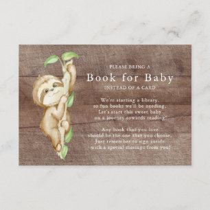 Tarjeta De Recepción Sweet Sloth Baby Shower Book for Baby Card