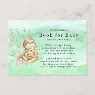 Tarjeta De Recepción Sweet Sloth Baby Shower Book for Baby Card