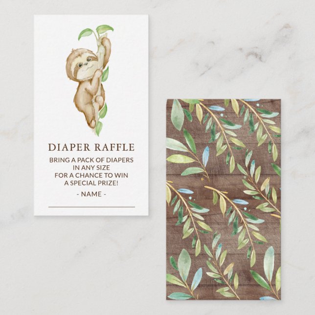 Tarjeta De Recepción Sweet Sloth Baby Shower Diaper Ticket (Anverso / Reverso)