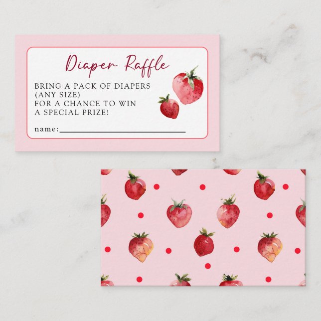 Tarjeta De Recepción Sweet Strawberry Fruit Baby Shower Diaper Raffle  (Anverso / Reverso)