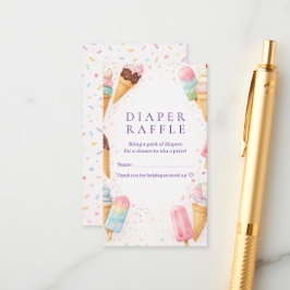 Tarjeta De Recepción Sweet Treat Ice Cream Baby Shower Diaper Raffle