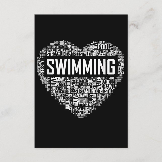Tarjeta De Recepción Swimming Heart Coach Swimmer Gift Swift Lover Rega (Anverso)