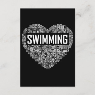 Tarjeta De Recepción Swimming Heart Coach Swimmer Gift Swift Lover Rega