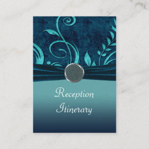Tarjeta De Recepción Swirl Boda Aqua & Navy Blue Velvet