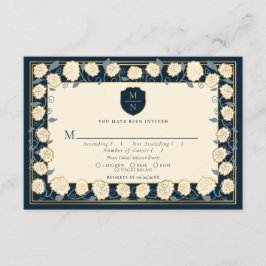 Tarjeta De Recepción Sword & Shield Fantasy Medieval Wedding RSVP Azul