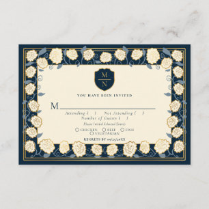 Tarjeta De Recepción Sword & Shield Fantasy Medieval Wedding RSVP Azul