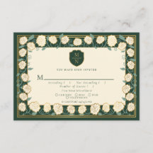 Sword & Shield Fantasy Medieval Wedding RSVP Green