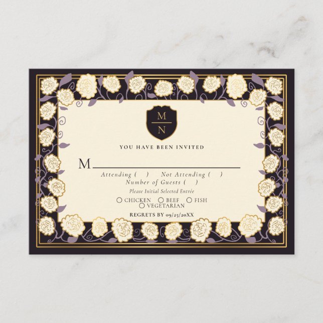 Tarjeta De Recepción Sword & Shield Fantasy Wedding Medieval RSVP (Anverso)