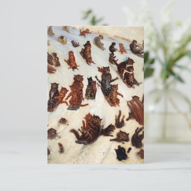 Tarjeta De Recepción Tabby Toboggan Club de Louis William Wain (Anverso de pie)