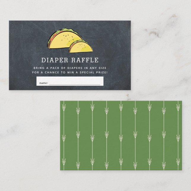 Tarjeta De Recepción Taco Baby Shower Chalkboard Diaper Raffle (Anverso / Reverso)
