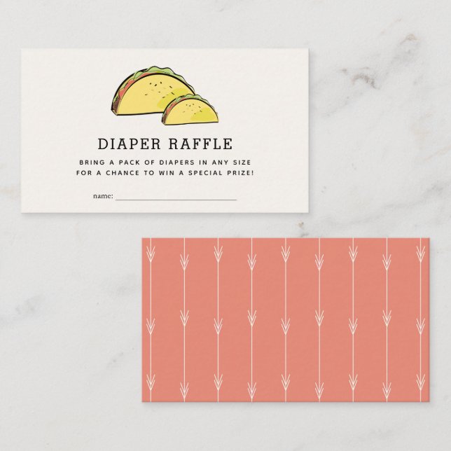 Tarjeta De Recepción Taco Baby Shower Pink Diaper Raffle Ticket (Anverso / Reverso)