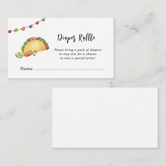Tarjeta De Recepción Taco' Bout Baby Ducha Diaper Raffle (Anverso / Reverso)