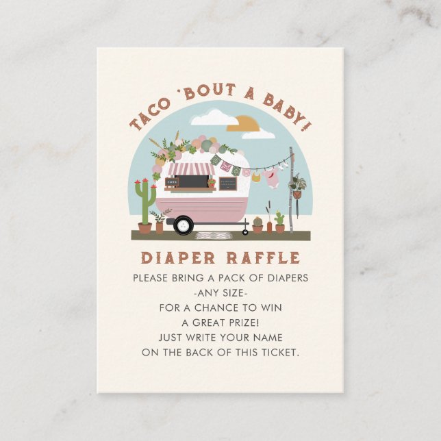 Tarjeta De Recepción Taco Bout Un Raffle Baby Shower De pañales Rosados (Anverso)