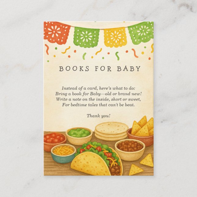 Tarjeta De Recepción Taco Bout Una Solicitud De Baby Shower Book (Anverso)