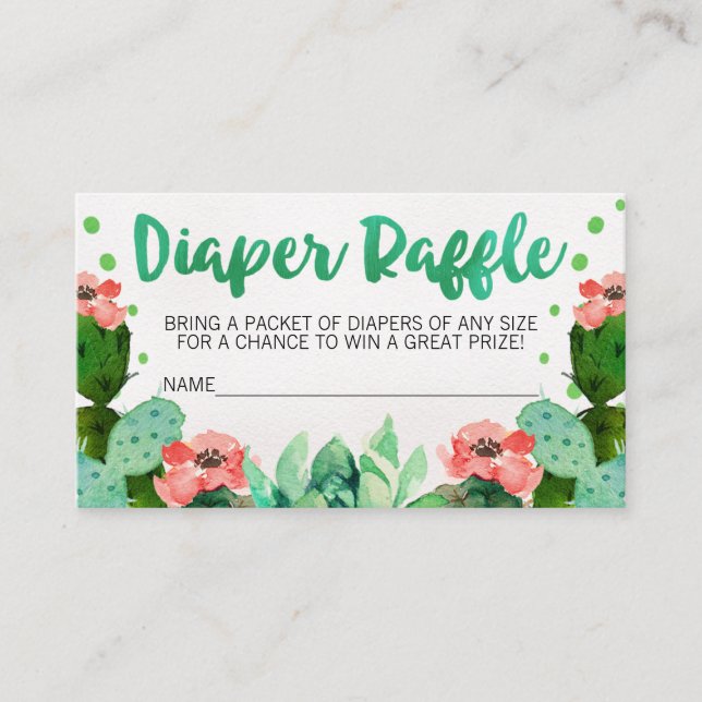 Tarjeta De Recepción Taco Cactus Baby Shower Diaper Raffle Insert (Anverso)
