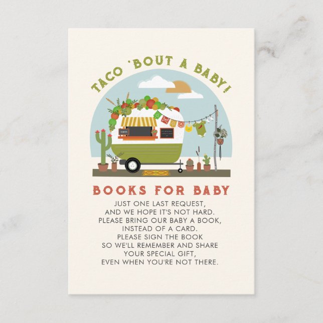Tarjeta De Recepción Taco sobre una petición de un libro de Baby Shower (Anverso)