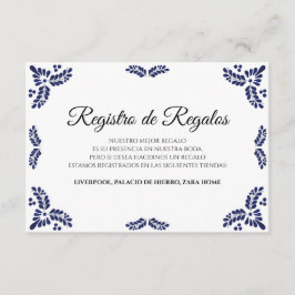 Tarjeta De Recepción Talavera Black Floral Minimalist Spanish Wedding