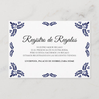Tarjeta De Recepción Talavera Black Floral Minimalist Spanish Wedding