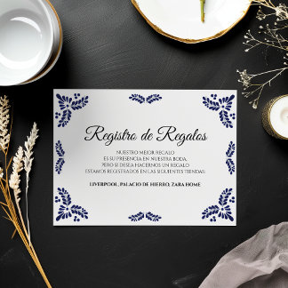 Tarjeta De Recepción Talavera Black Floral Minimalist Spanish Wedding