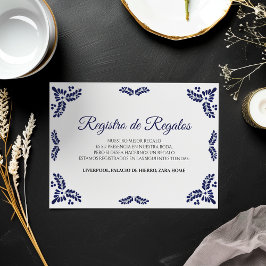 Tarjeta De Recepción Talavera Blue Floral Minimalist Spanish Wedding