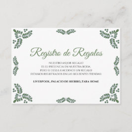 Tarjeta De Recepción Talavera Green Floral Minimalist Spanish Wedding