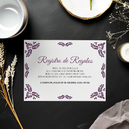 Tarjeta De Recepción Talavera Purple Floral Minimalist Spanish Wedding
