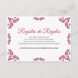 Tarjeta De Recepción Talavera Red Floral Minimalist Spanish Wedding