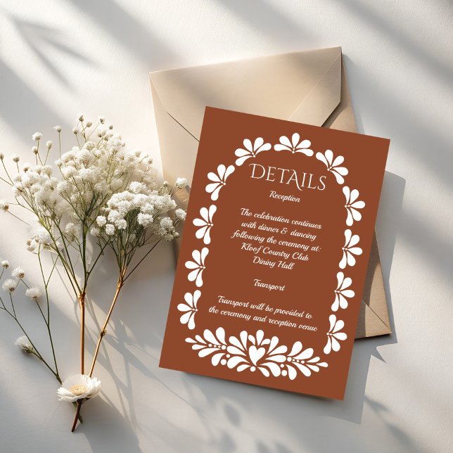 Tarjeta De Recepción Talavera terracotta boho arco boda mexicano (Talavera terracotta boho arch Mexican wedding details Enclosure Card Mexican wedding invitation suit)