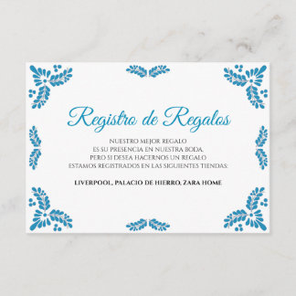 Tarjeta De Recepción Talavera Turquoise Minimalist Spanish Wedding
