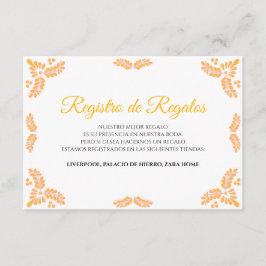 Tarjeta De Recepción Talavera Yellow Floral Minimalist Spanish Wedding