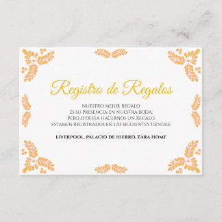 Tarjeta De Recepción Talavera Yellow Floral Minimalist Spanish Wedding