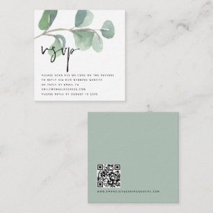 Tarjeta De Recepción TAMAÑO TINY Eucalyptus QR Boda de guión de código 