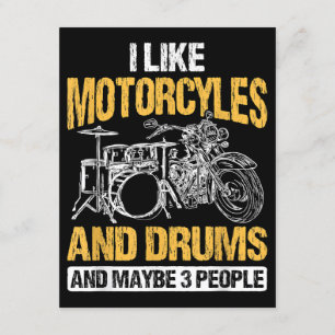 Tarjeta De Recepción Tambores De Tambor Me Gustan Las Motocicletas Y Lo