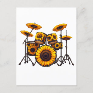 Tarjeta De Recepción Tambores Flor de girasol música floral