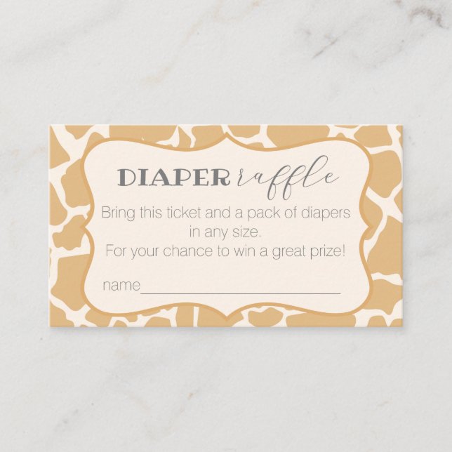 Tarjeta De Recepción Tan Baby Boy Giraffe Diaper Raffle (Anverso)