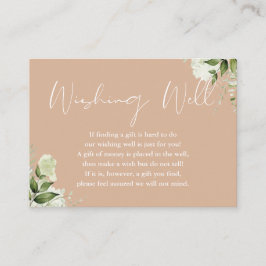 Tarjeta De Recepción Tan Greenery Floral Wishing Well Boda