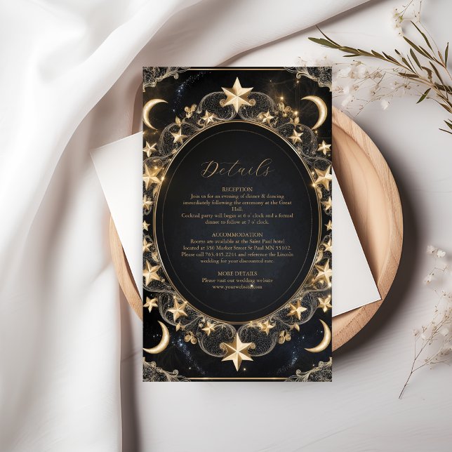 Tarjeta De Recepción Tarot Boda celeste Sun Moon Stars Gold (Subido por el creador)