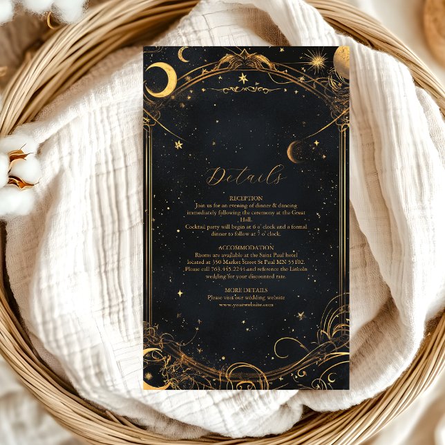 Tarjeta De Recepción Tarot Boda celeste Sun Moon Stars Gold (Subido por el creador)