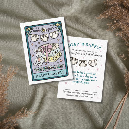 Tarjeta De Recepción Tarot Diaper Raffle Chica Coche de gabinete Baby S