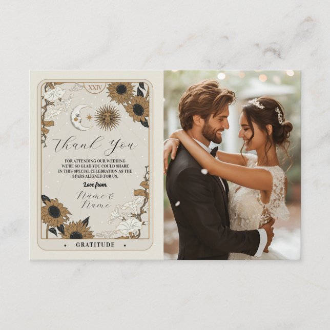 Tarjeta De Recepción Tarot Sun Moon Photo You Wedding (Anverso)