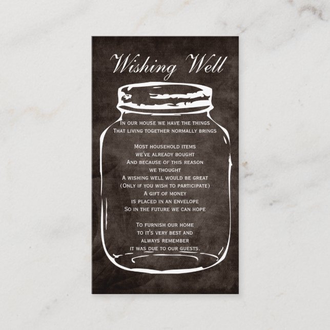 Tarjeta De Recepción tarro de masas rústico marrón deseando buenas cart (Anverso)