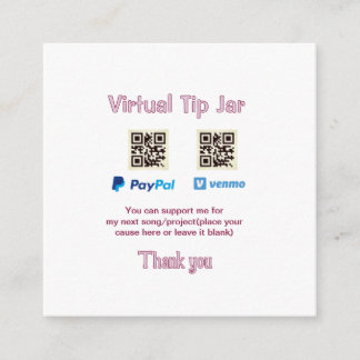 Tarjeta De Recepción tarro de propinas virtual código q r donación de d