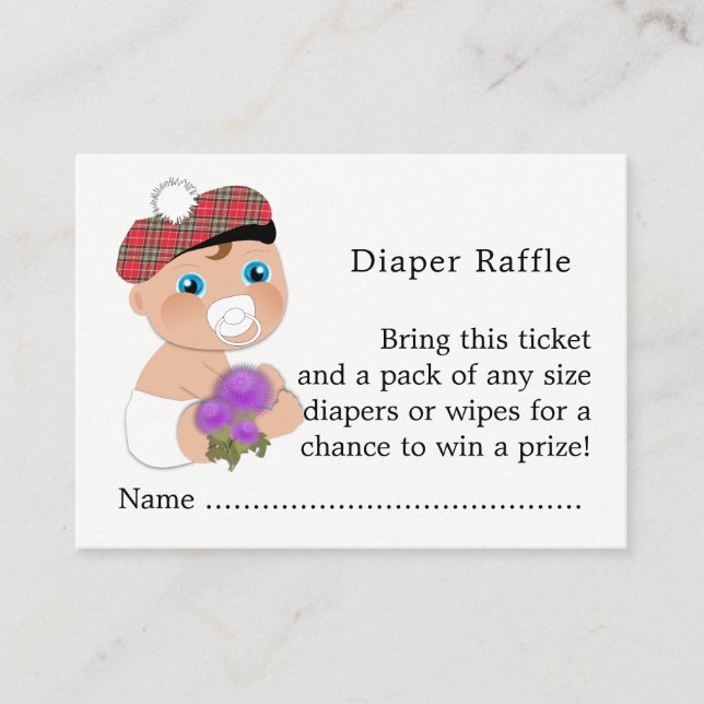 Tarjeta De Recepción Tartán escocés |Thistle Baby Shower Diaper Raffle (Anverso)